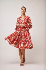 Lobster Ikat Red Dress AN 625-D