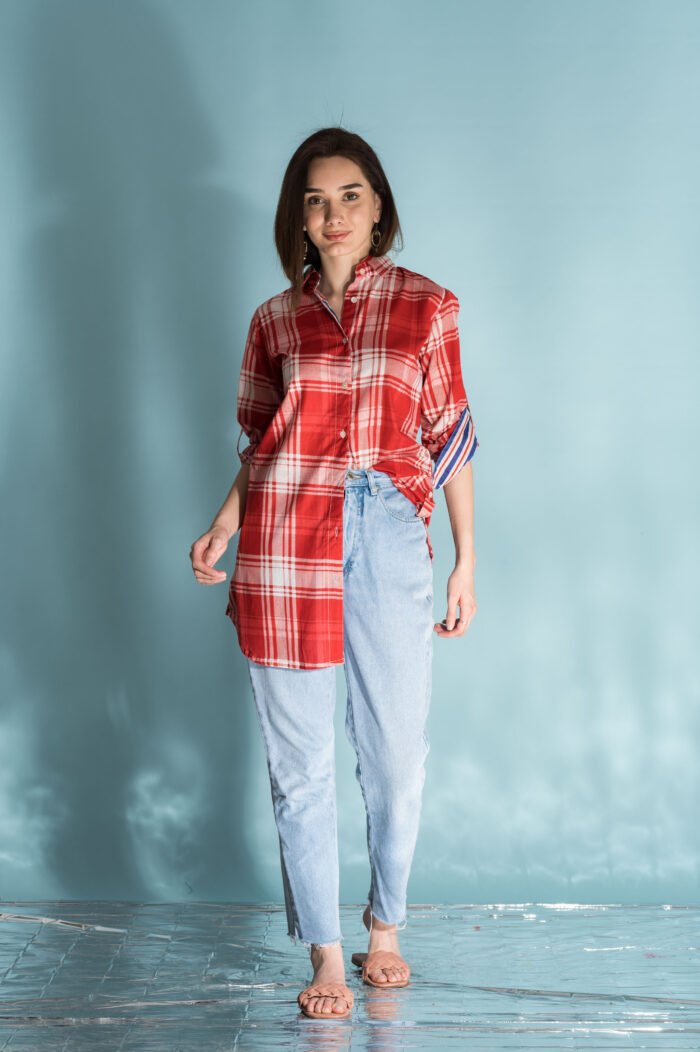 Claudia Shirt Dina Checks Red AN619-B - Image 1